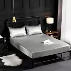 Artificial Silk Fitted Sheet Glossy Bedding Sheet Single Double King Super King