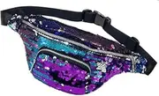 [Generic] Bags Glitter Fanny Pack for Women - Colorful Sequins Waist Pack with Adjustable Strap (Blue Purple, 30 * 15cm)