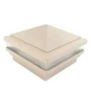 4" sq. Khaki Haven Low Voltage Light Post Cap (6 Pack) for Vinyl Fence [1489K]