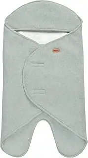 BÉABA, Babynomade Double Fleece, Baby Winter Swaddle Blanket, Car Seat/Pram/Gondola/Transat, Soft, Warm, Water-Repellent, Breathable, Fits Through Straps, Sage Green/White, 0-6 Months