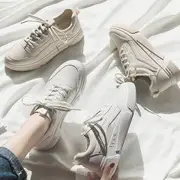 Plain Platform Sneakers White - 36