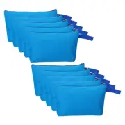 12.2 x 7.5" Canvas Makeup Bags with Strap, 10 Pcs Cosmetic Toiletry Pouch, Blue
