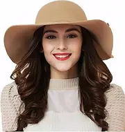 [ASSQI] Women's 100% Wool Foldable Wide Brim Retro Fedora Floppy Felt Bowler Hat