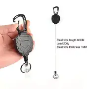 Heavy Duty Retractable Keyring Pull Ring Key Chain Clip Recoil Holder Steel Cord