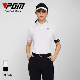 PGM 高爾夫女裝服裝女士夏季短袖t恤舒適透氣拼色運動女裝上衣 YF564