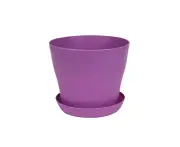 Pack of 12 Plastic Pots Flower Nursery Outdoor Indoor Plants for Your Room, Office, Garden Decor with Tray Opening-purple