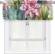 LHBWCVN Colorful Cactus Valances for Windows, Rod Pocket Window Treatment Drapes Farmhouse Kitchen Curtains Short Blackout Window Curtains for Living Room Bedroom Decor 54x18 Inch