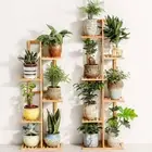 6/7 Pot Vertically Bamboo Flower Shelf Rack Plant Stand Pots Display Corner Shel