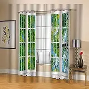 Forest Print Blackout Curtains 2 Panels 66" W x 90" L Room Darkening Thermal Drapes for Kids Bedroom 3D Blackout Curtains for Boys and Girls