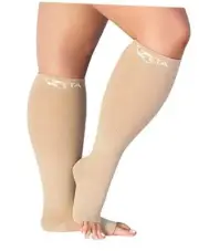 Zeta Socks Open Toe XXXL 26 Inch Wide Calf Plus Size Compression 20-30 mmHg