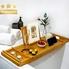 Christmas Bath Caddy Tray, with Tablet Holder, Bamboo, Adjustable Gift for Women