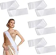4 Pcs White Sash Premium White Sashes Blank with 4 Pins Sashes for Pageants Plain Sash for DIY Party Decorations Birthday Wedding Graduation etc