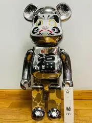 Medicom Toy Bearbrick x BAPE Bathing Ape Daruma 1000% Silver Plate Free Shipping