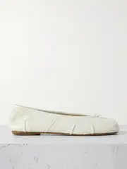 [Maison Margiela] Maison Margiela - Tabi Split-toe Distressed Suede Ballet Flats - Cream - IT35 IT 35 Cream