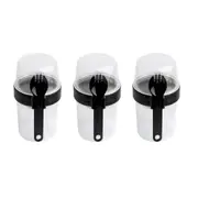 3x LocknLock To-Go 2-Way Food Container Storage w/ Fork Utensil 17.6cm Black