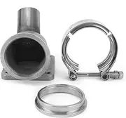 Brilluxa Turbo Elbow Adapter 2.5in V Band Flange Wastegate Tube Kit 304 Stainless Steel Flange Turbocharge Elbow Downpipe Adapter for T3/T4 Turbo