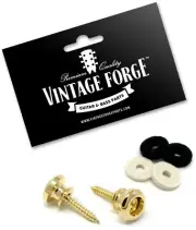 GOLD METAL STRAP BUTTONS FOR IBANEZ SCHECTER ESP OTHER GUITAR & BASS (2) *NEW*