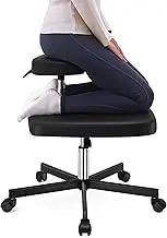 LHOOCX Meditation Chair ADHD Chair Ergonomic Cross Legged Chair with Wheels,Kneeling Chair for Office and Home,ADHD Chairs for Adults (Black)