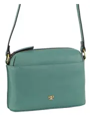 [PIERRE CARDIN] Multi-Compartment Leather Crossbody Bag in Moss