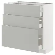 METOD / MAXIMERA base cabinet with 3 drawers, white/Havstorp light grey, 80x37x80 cm