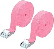 uxcell 1" x 20 ft Lashing Strap with Buckles, 2 Pcs Cam Buckle Tie Down Straps Adjustable Heavy Duty Secure Cinch Straps Up to 551 lbs for Cargo Kayak Bicycles, Pink