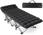 Folding Camping & Carry Bag Pillow Mat , Double Layer Oxford Rollaway Bed -Black
