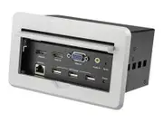 StarTech.com Conference Table Connectivity Pop up Box with AV and Data Ports - HDMI, VGA, DisplayPort to 4K HDMI Output (BOX4HDECP2)