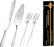 KUAOOAUK Wedding Cake Knife and Server Set, Silver Cake Cutting Set for Wedding, Stainless Steel Cake Knife Set with Forks with Gift Box, Cake Cutter Set and Pie Server for Engagement Anniversary