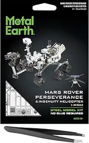 Metal Earth Fascinations Mars Rover Perseverance & Ingenuity Helicopter 3D Metal Model Kit Bundle with Tweezers