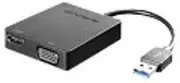 Lenovo Universal USB 3.0 to VGA/HDMI USB Type-A Adapter, Black