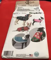 Simplicity Pattern 8277 A Dog Coat And Hat pattern 3 Sizes S~L uncut 26 Pieces