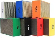 BSRTTOOL 7 PCS Diamond Hand Polishing Pads Sanding Blocks Foam Backing for Tile Stone Marble Concrete Ceramics Granite Glass Wet Dry (7 PCS)