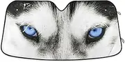 Car Windshield Sunshade Blue Eyes Husky Dog Foldable Sun Shield Blocks UV Rays and Protect Your Car