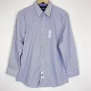 Nick Graham Stretch Modern Fit Blue Stripe Button Up Shirt Sz L 16-16.5 / 32-33
