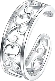 [BORUO] Toe Rings - Flower Hawaiian Leaf Sterling Silver Band Ring - Stylish Toe Rings For Women - Sterling Silver Rings for Gifting - Chic 925 Sterling Silver Rings - Toe Rings For Women With Gift Bag