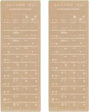 YongMai Korean Keyboard Stickers, 2 PCS, White Font, Transparent Background, Matte Finish, Vinyl Material, Desktop & Laptop Compatible