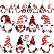40 Pieces Valentine's Day Wooden Gnome Ornaments Valentine Gnome Ornament Woo...