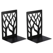 Book Ends, 1 Set Metal Bookends for Shelves Decorative Tree Book Shelf, Black