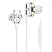 [Dual Dynamic Drivers] D4C Heavy Bass Stereo Line Control Earphone Headphone With Mic WHITE COLOR