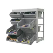 KING'S RACK Storage Shelves 2.5" x 2.8" Boltless Bin Garage Rack Gray(4-Tier)