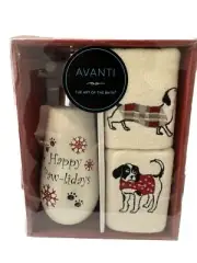 3 Pc Avanti Christmas Pawlidays Lotion Dispenser Fingertip Towels FREE SHIPPING