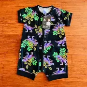 Bonds Baby Dinosaur Purple T-Rex Black Green Zip Wondersuit Romper Size 1