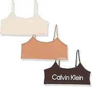 [Calvin Klein] Girls' Training Bra Cotton Bralette with Adjustable Straps, 3 Pack