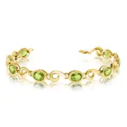 14K Yellow Gold Oval Peridot Stone Tennis Bracelet, 7"
