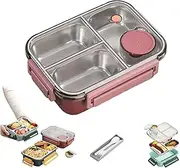 Escentio Stainless Steel Bento Box - Adult Lunch Box With Divided Compartments, Portable Metal Salad Container (B-3)