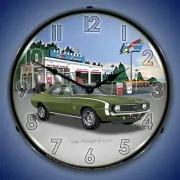 1969 Chevy Camaro SS Wall Clock, LED Lighted, Rocket Gas
