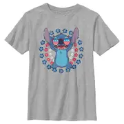 Stitch Patriotic Hibiscus Circles T-Shirt