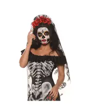 Underwraps Day of the Dead Mantia Sugar Skull Halloween Costume Headband 28675