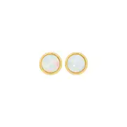 9ct Gold Synthetic Opal Bezel Stud Earrings in White