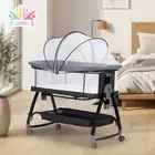 PlayPals 3-in-1 Baby Cot Crib Bed Bassinet Bedside Sleeper Portable Black